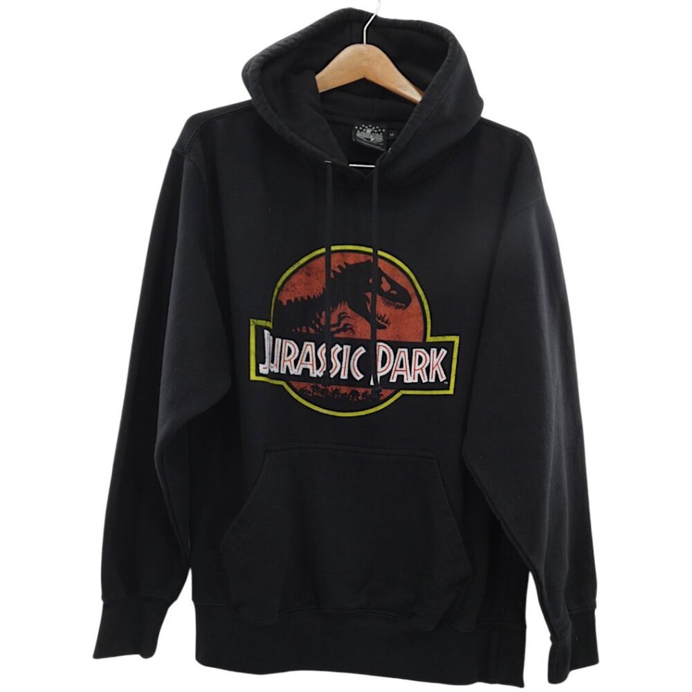 Jurassic Park Universal Studios Hoodie Unisex M Black Dinosaur Logo Graphic